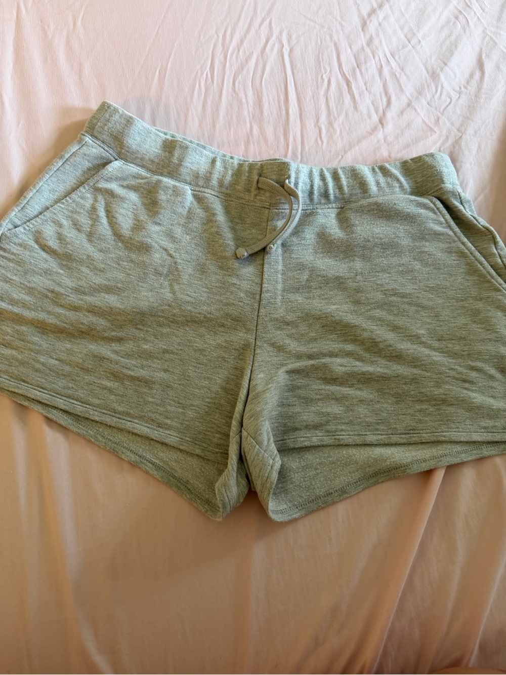 Quince Light Sage Knit Drawstring Athletic Shorts